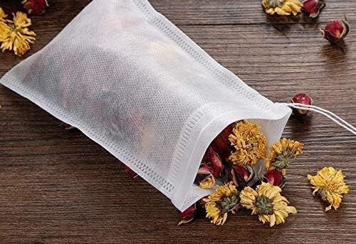 Alternative view of 400Pcs Disposable Tea Filter Bags for Loose Tea, Wood Pulp Material, Biodegradable and Compostable, Unbleached Empty Tea Infuser Sachets with Drawstring, 400 Pack (3.54 x 2.75 inch)