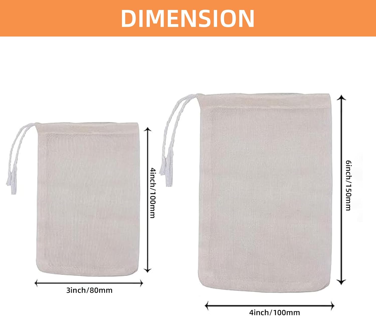 TamBee Cold Brew Bags Muslin Mesh Tea Sachets Empty Tea Bags for Loose Leaf Tea Reusable Tea Bags Coffee Filter Bags 4 x 6 Inch 25Pcs - Image 3