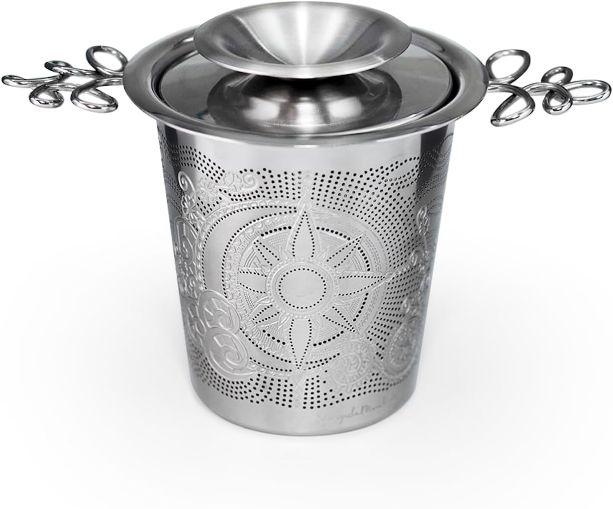 Luxury Tea Strainer Basket Gift Set - Gold Plated Infuser with Engraved Floral Motifs, Crystal Accent Chain for Loose Leaf Tea, Fine Mesh Filter & Ergonomic Handle - Image 15