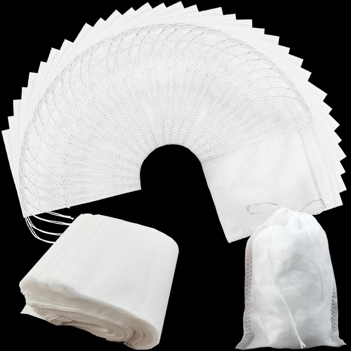 RONYOUNG 300PCS 4" x 4.7" Disposable Tea Filter Bags Tea infusers Empty Muslin Drawstring Seal Filter Tea Bags Drawstring Herb Loose Tea bag for Brew Tea Cold Brew Coffee
