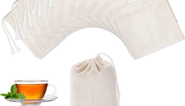 TamBee Cold Brew Bags Muslin Mesh Tea Sachets Empty Tea Bags for Loose Leaf Tea Reusable Tea Bags Coffee Filter Bags 4 x 6 Inch 25Pcs