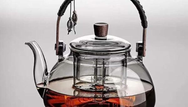ZENATION Japanese Style 950ml Glass Teapot with Removable Infuser, Stovetop Safe Tea Kettle, Blooming and Loose Leaf Tea Maker Set (Gray)