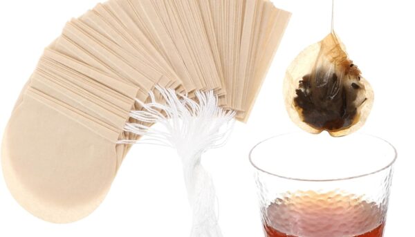 200 Pcs Tea Bags for Loose Leaf Tea Natural Round Tea Filter Bags Disposable Wood Pulp Paper Material Empty Tea Infuser Sachets with drawstring for Coffee Bath Spice Brewing Soup Bags