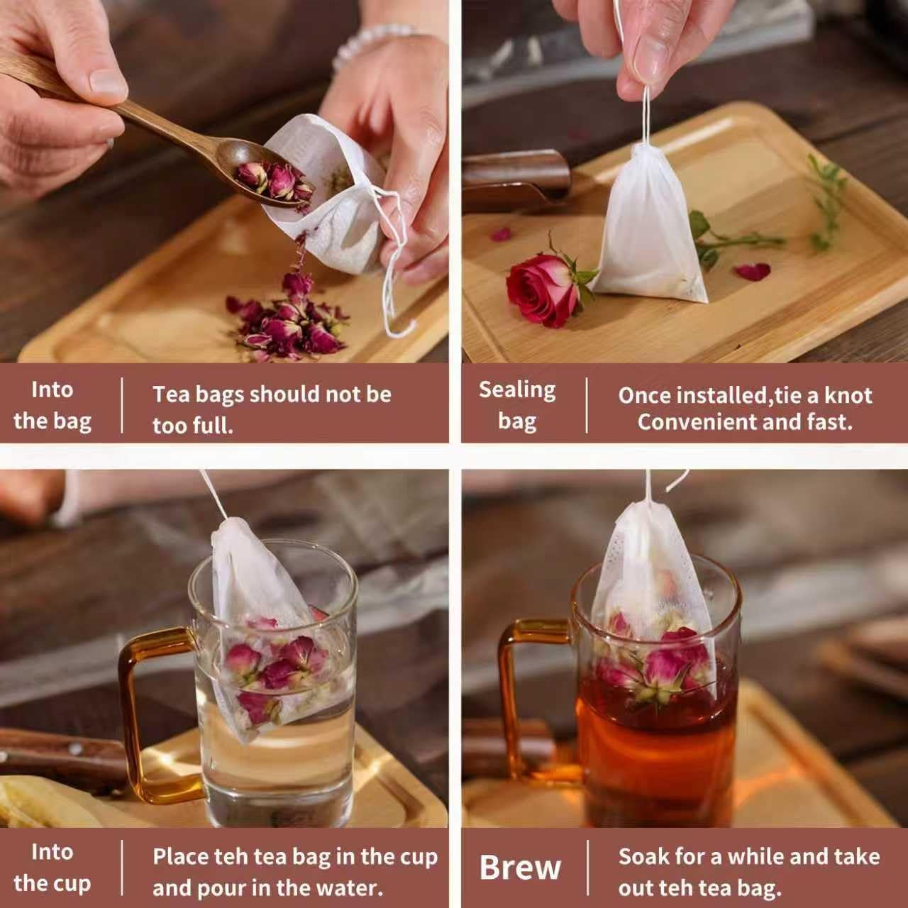 Disposable Tea Bags for Loose Leaf Tea Muslin Drawstring Tea Bags, 3x4 Inch Reusable Cloth Bags for Cooking, Tea Leaves, Spices, Soup Base Filtering - Image 7