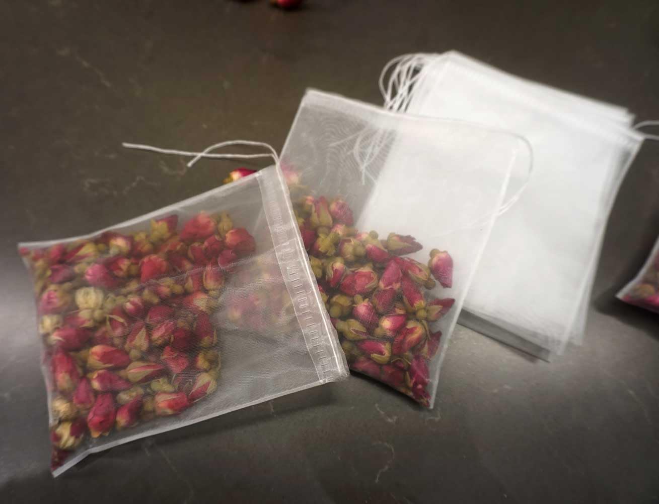 50 Pcs Tea Filter Bags Empty Mesh Tea Bags for Loose Leaf Tea Drawstring Seal Infuser Strainer Bags - Image 2