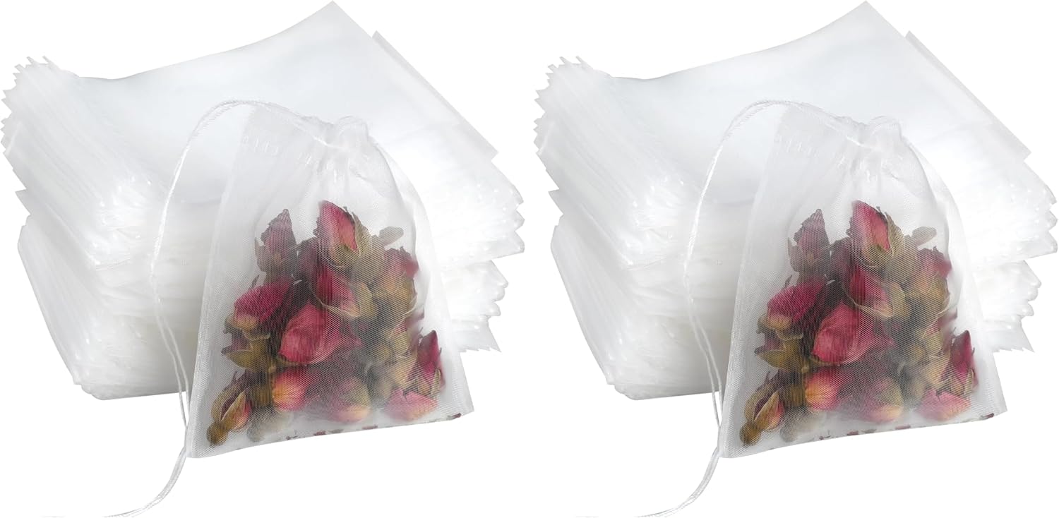 100 Pcs Loose Tea Bags Tea Filter Bags Disposable Mesh Small Drawstring Empty Tea Bags for Coffee, Spice Sachet, Bath Cooking 2.36 x 2.75 Inch - Image 8