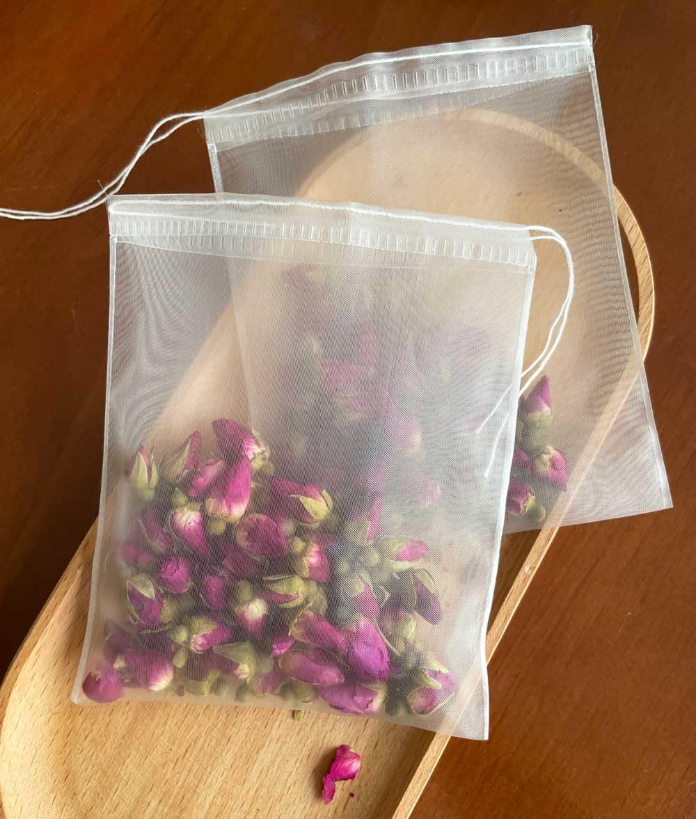 50 Pcs Tea Filter Bags Empty Mesh Tea Bags for Loose Leaf Tea Drawstring Seal Infuser Strainer Bags