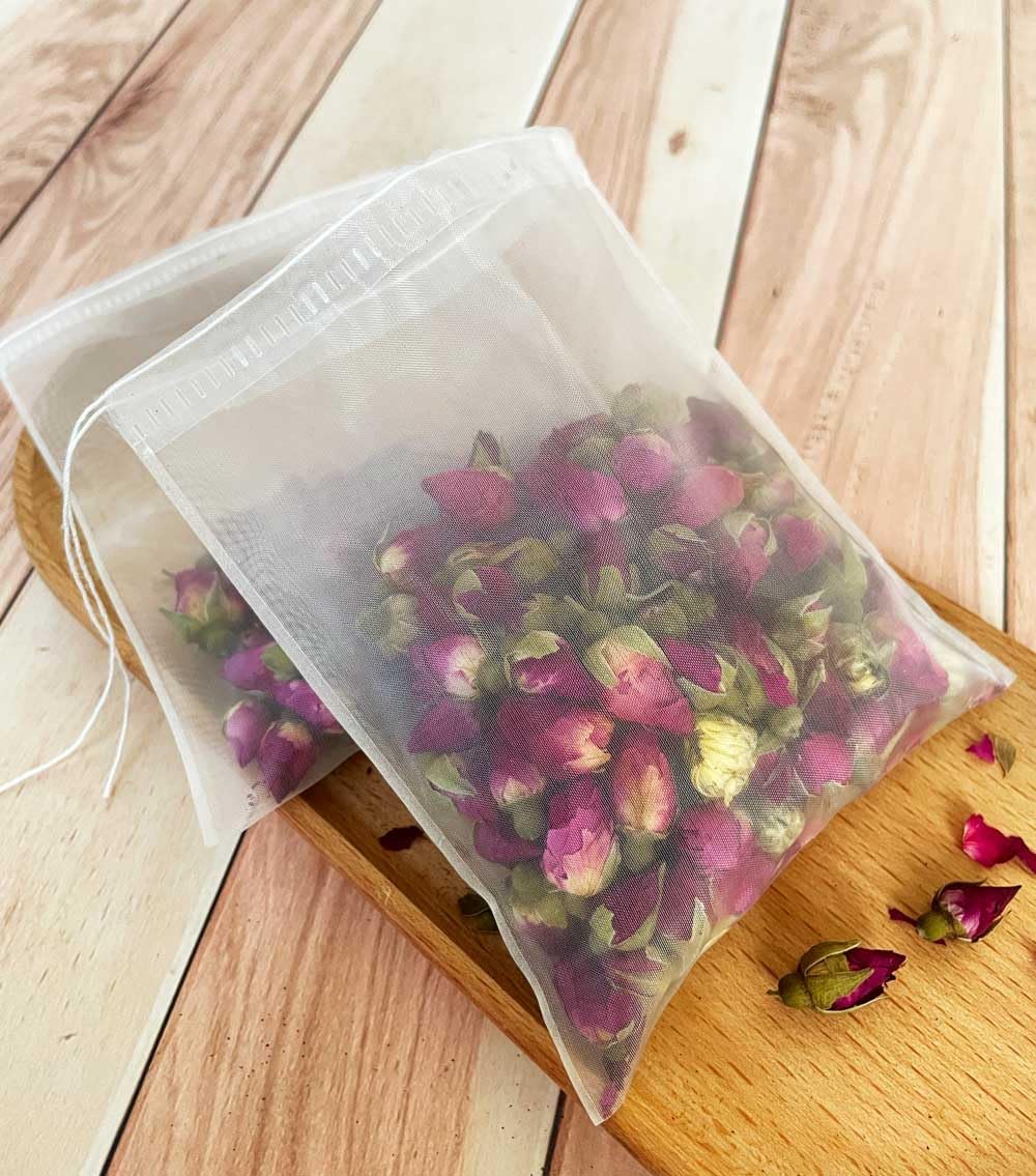 50 Pcs Tea Filter Bags Empty Mesh Tea Bags for Loose Leaf Tea Drawstring Seal Infuser Strainer Bags - Image 4