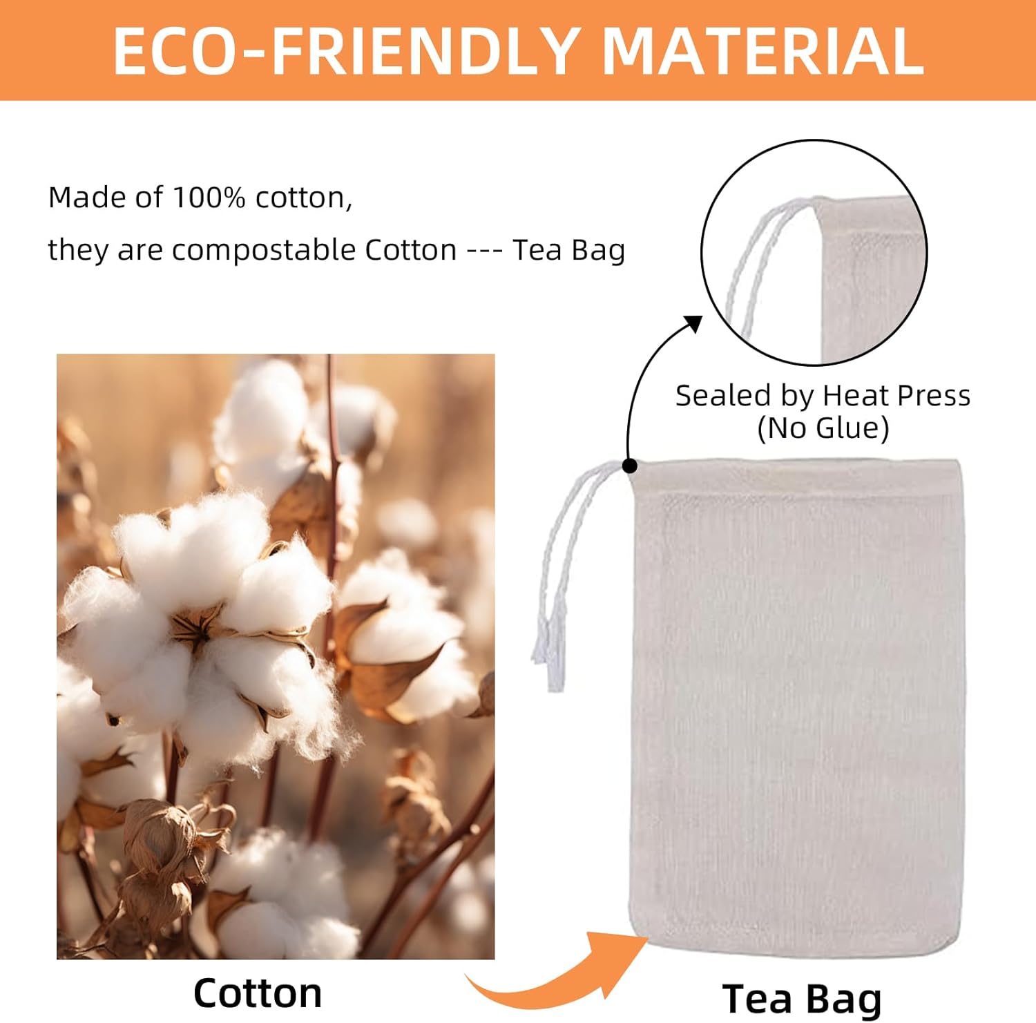 TamBee Cold Brew Bags Muslin Mesh Tea Sachets Empty Tea Bags for Loose Leaf Tea Reusable Tea Bags Coffee Filter Bags 4 x 6 Inch 25Pcs - Image 4