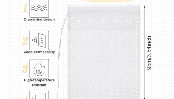 Alternative view of Tea Filter Bags, 100 Pack 3.54"W x 2.76"H Disposable Tea Bags with Drawstring for Brew Loose Leaf Tea Hot Tea Ice Tea Coffee Spice Herbs or Sachets Subpackage Storage