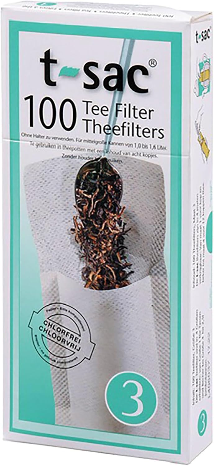 T-Sac Tea Filter Bags, Disposable Tea Infuser, Number 3-Size, 3 to 8-Cup Capacity, Set of 100