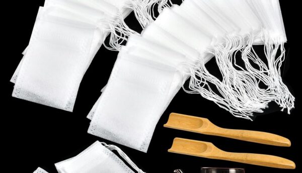 1000Pcs Disposable Tea Bags for Loose Leaf Tea, Drawstring Empty Tea Bags Bulk, Tea Filter Bags with Tea Spoons for Loose Leaf Tea, Coffee, Spice, Sachet, Bath, Cooking (2.75 X 1.96 Inch)