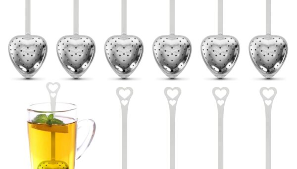 10 Pcs Heart Tea Infuser for Loose Leaf Tea Steeper u2013 Rust-Resistant Stainless Steel Strainers with Secure Clasp, Easy Brewing Design, Keeps Loose Leaves Held | Romantic Valentineu2019s Day Tea Moments