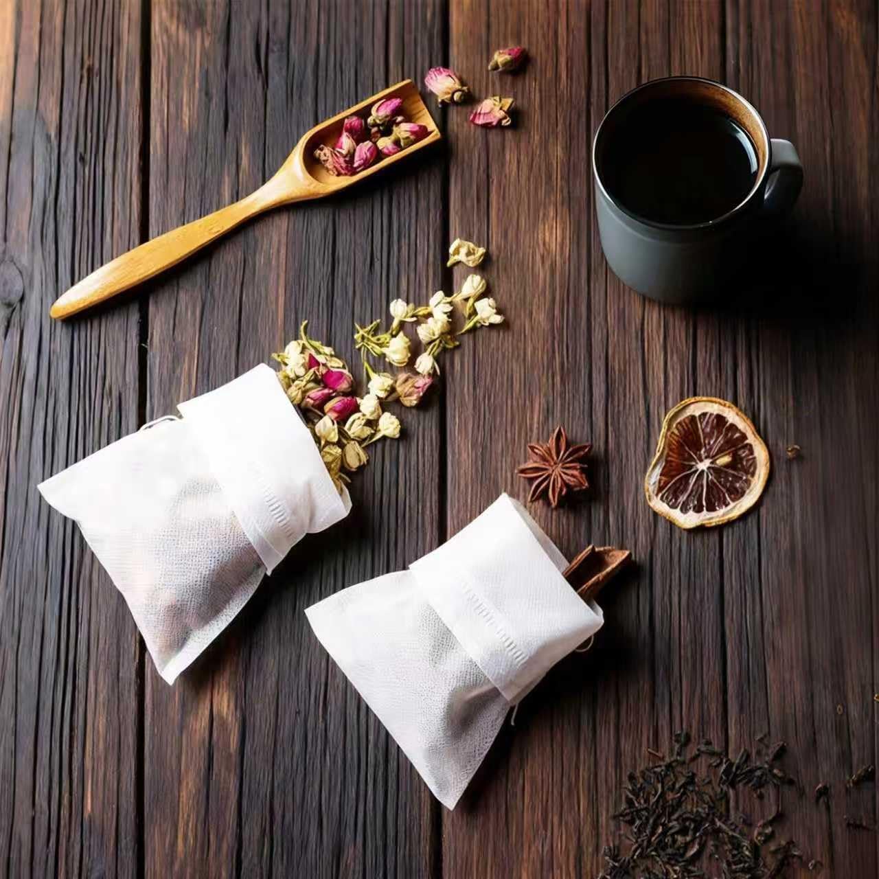 Disposable Tea Bags for Loose Leaf Tea Muslin Drawstring Tea Bags, 3x4 Inch Reusable Cloth Bags for Cooking, Tea Leaves, Spices, Soup Base Filtering - Image 2