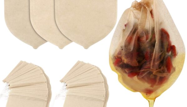 Tea Bags, 300PCS Disposable Empty Tea Bags Tea Infuser Drawstring Teabags Natural Material Tea Bags for Loose Leaf Herbs Teas