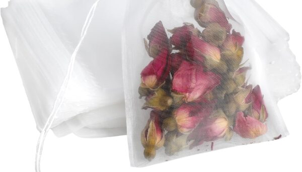 50Pcs Loose Tea Bags Tea Filter Bags Disposable Mesh Small Drawstring Empty Tea Bags for Coffee, Spice Sachet, Bath Cooking 2.36 x 2.75 Inch