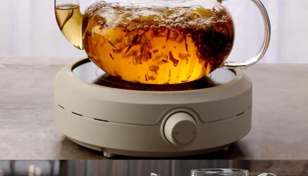 Alternative view of Glass Teapot Set with Removable Infuser, Atarvana 600ml Glass Tea Kettle with Loose Tea Infuser, 100ml Tea Cup & Saucer Set of 4, Elegant Blooming Tea Gift Set