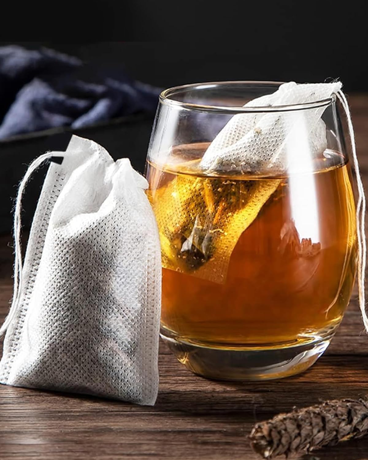 Tea Filter Bags, 100 Pack 3.54"W x 2.76"H Disposable Tea Bags with Drawstring for Brew Loose Leaf Tea Hot Tea Ice Tea Coffee Spice Herbs or Sachets Subpackage Storage