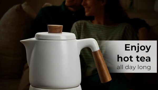 Alternative view of MIAMIO - Teapot Set with Warmer / 34 oz Tea Kettle with Infuser for Steeping Loose Tea Leaves - Gift for Women/Tea Lovers (White)