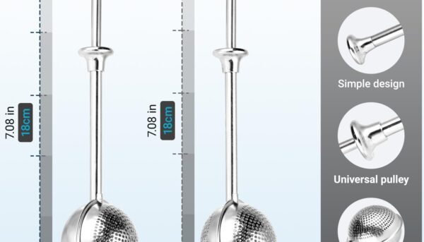 Alternative view of Stainless Steel 2-Pack Tea Infuser & Flour Duster for Bread Baking Set - Full-Open Loose Leaf Tea Steeper + Half-Sieve for Loose Tea/Flour/Spices, Dishwasher Safe