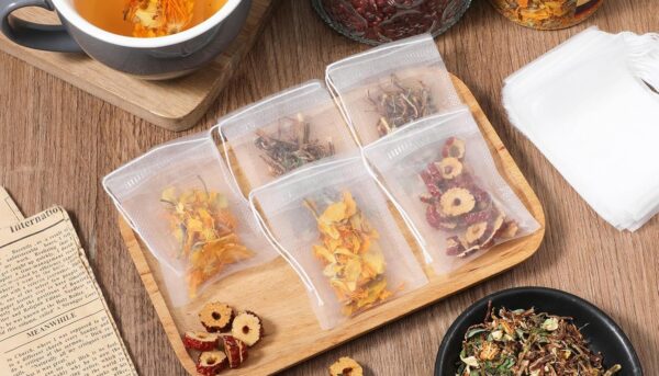 Alternative view of 100PCS Tea Filter Bags with Drawstring, 3.14 X 2.4 Inch Disposable Empty Tea Bags, Coffee Bag, Disposable Teas Bag for Loose Leaf Teas, Coffee