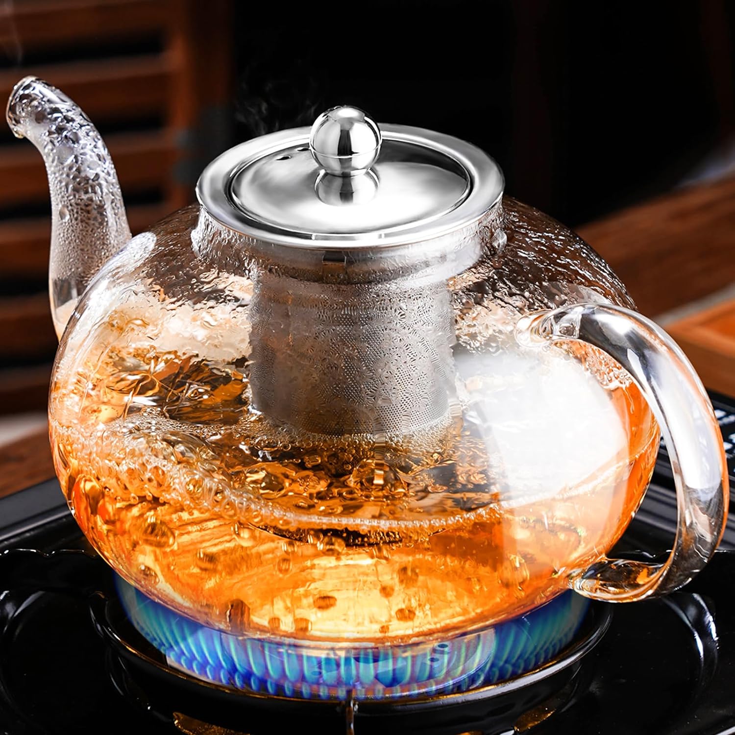 PARACITY Glass Teapot Stovetop 20 OZ/600ml, Tea pot with Removable 18/8 Stainless Steel Infuser, Borosilicate Clear Tea Kettle, Teapot Blooming and Loose Leaf Tea Maker Tea Brewer for Camping, Travel - Image 7