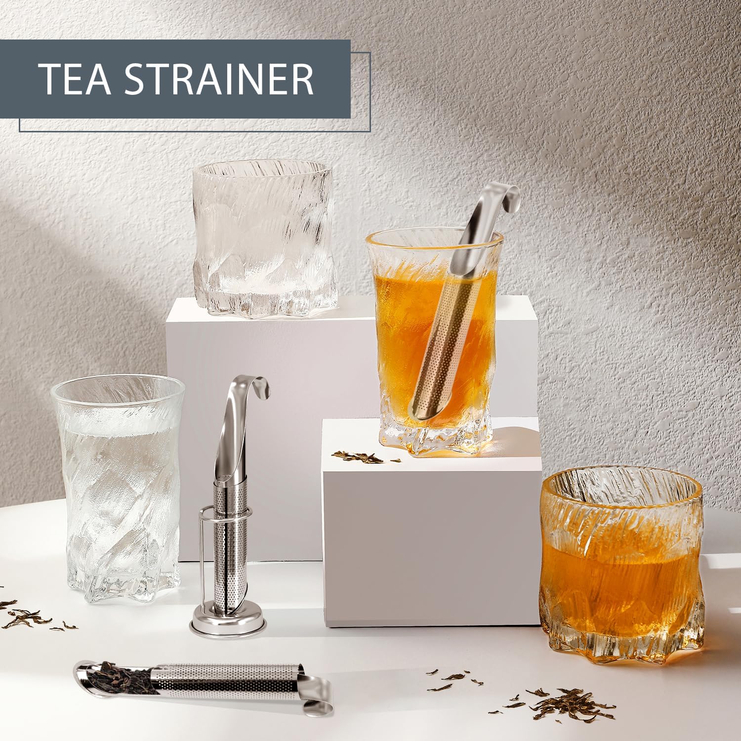 2 Sets Upgraded Tea Infuser for Loose Leaf Tea with Base - Durable Loose Leaf Tea Steeper, Portable Stainless Steel Tea Strainer for Home, Office & Travel - Image 2