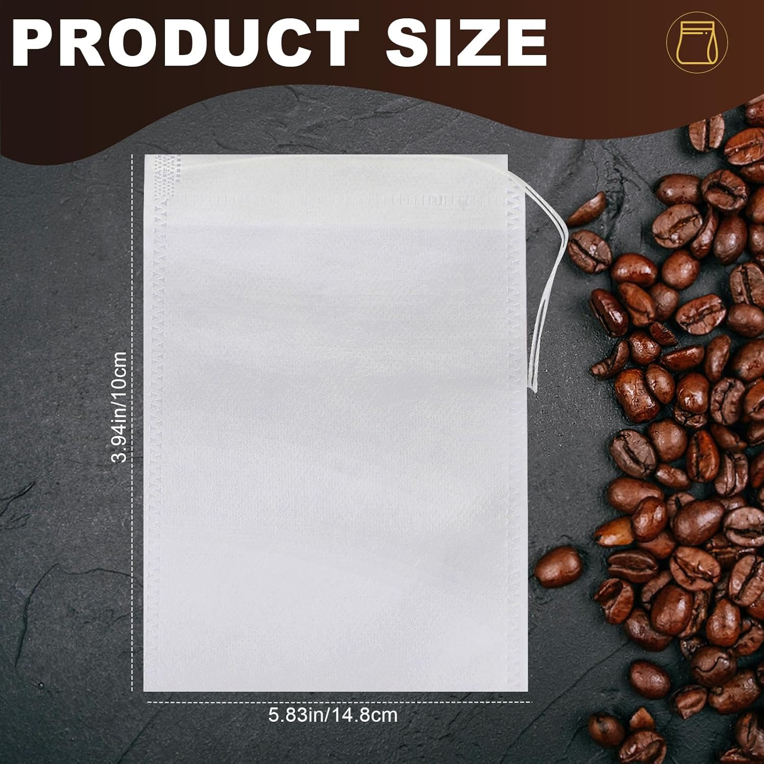 100Pcs Cold Brew Bags, 4x6 In Disposable Fine Mesh Cold Brew Filter, No Mess Cold Brew Coffee Bags with Drawstring for Loose Leaf Tea, Coffee, Herbs, Spice, Hot pot - Image 3