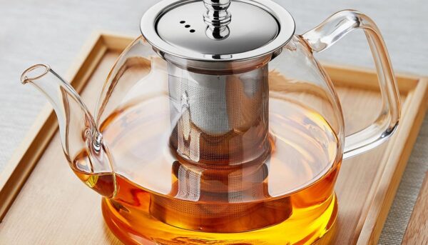 Alternative view of 1200ml Glass Teapot with Removable Infuser, Stovetop Safe Tea Kettle, Blooming and Loose Leaf Tea Maker Set