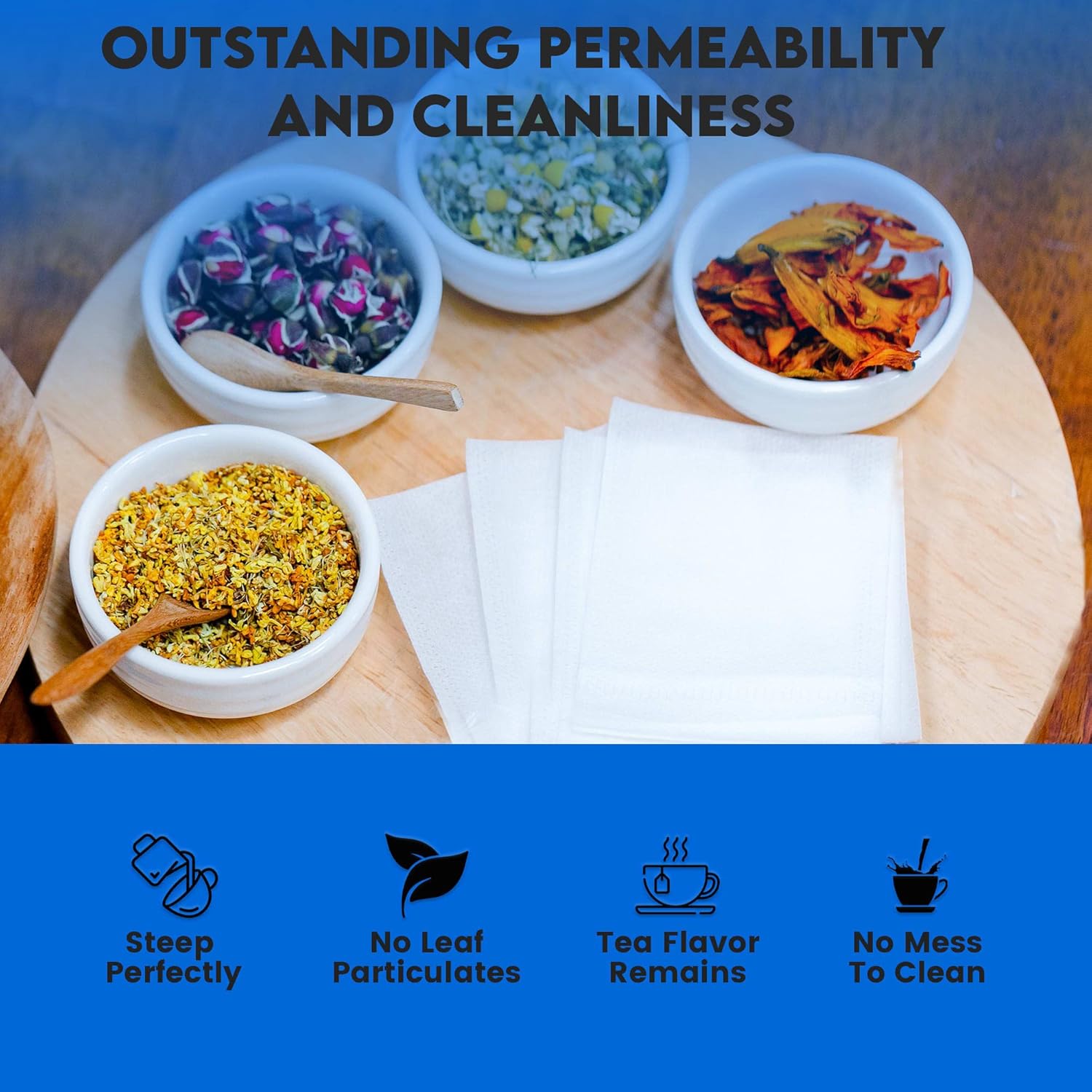 200 Empty Tea Bags 2.5” x 2.75” White Compostable, These Heat Sealable Tea Infuser for Loose Tea Herbs are Disposable Tea Strainer Bags made of Wood (pulp) Fibers - Image 6