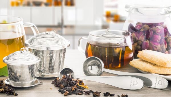 Alternative view of Tea Infuser (Set of 2) with Tea Scoop and Drip Dray - Ultra Fine Tea Strainer for Loose Leaf Tea - Stainless Steel Tea Steeper for a Superior Brewing Experience