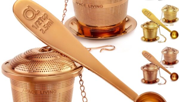 Tea Infuser (Set of 2) with Tea Scoop and Drip Dray - Ultra Fine Tea Strainer for Loose Leaf Tea - Stainless Steel Tea Steeper for a Superior Brewing Experience