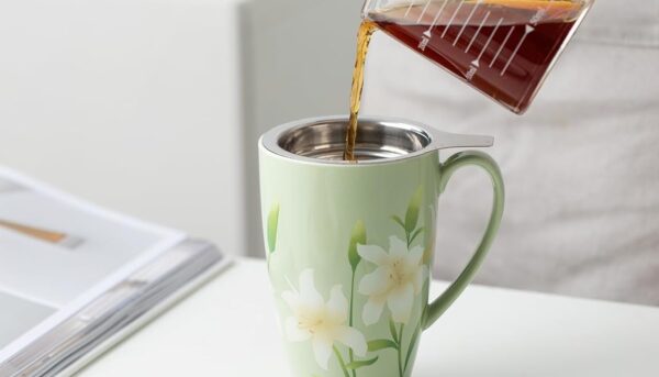 Alternative view of SISETOP 17 OZ Large Tea Infuser Mug with Spoon, Ceramic Loose Leaf Tea Cup with Infuser and Lid for Home, Office, Housewarming, Christmas Gift, Grass Green