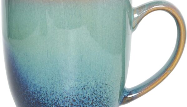 Bosmarlin Ceramic Tea Cup with Infuser and Lid, 16 Oz, Loose Leaf Tea Steeper Mug with Strainer, Microwave and Dishwasher Safe, Reactive Glaze (16 Oz, Pale Green)