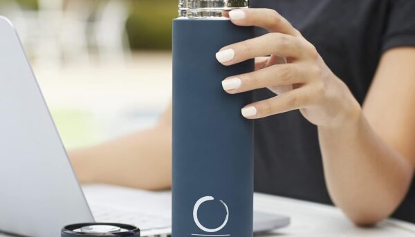 Alternative view of Pure Zen Tea Thermos with Infuser for Hot and Cold Infusions - Stainless Steel - Tea Infuser Bottle - Leakproof Travel Mug with Filter - 15oz - Blue