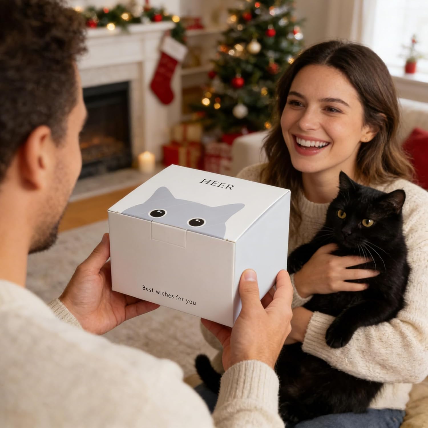 HEER Black Cat Tea Cup with Infuser and Lid, Cute Tea Mug with Strainer for Steeping Loose Leaf, Ceramic Teacup Birthday Christmas Cat Lover Gifts for Women, Men, Mom, Sisters, besties. (Black) - Image 6