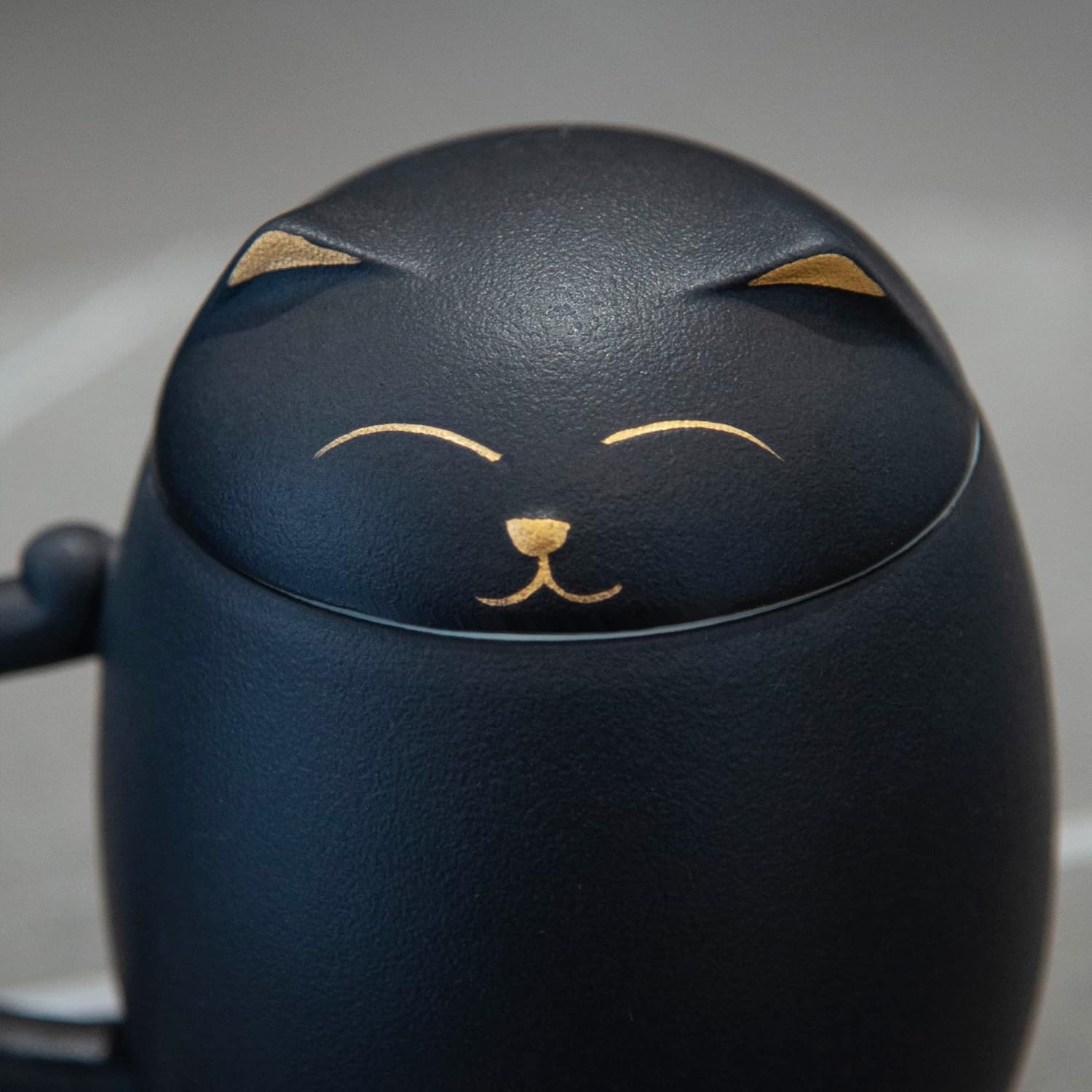 HEER Black Cat Tea Cup with Infuser and Lid, Cute Tea Mug with Strainer for Steeping Loose Leaf, Ceramic Teacup Birthday Christmas Cat Lover Gifts for Women, Men, Mom, Sisters, besties. (Black) - Image 9