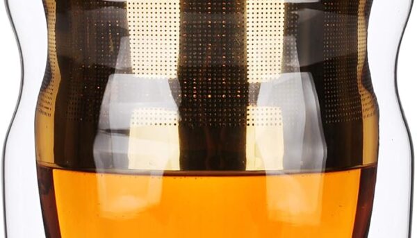 BTAT- Double Wall Glass Tea Cup With Stainless Steel Infuser & Lid, 16oz, 500ml, Tea Cup with Lid, Christmas Gifts