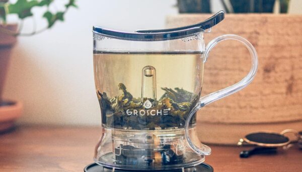 Alternative view of GROSCHE Aberdeen Tea Infuser Teapot & Smart Tea Maker - BPA-Free, Drip-Free Design | Coaster | Easy Brew | Easy Clean Steeper | Loose Leaf Brewing - Stylish Design | 17.7 oz - 525 ml - Black