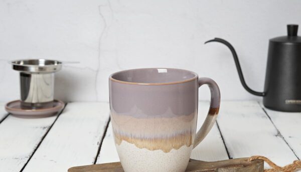 Alternative view of Bosmarlin Ceramic Tea Cup with Infuser and Lid, 16 Oz, 5 Colors to Choose, Dishwasher and Microwave Safe, Reactive Glaze, Steeping Tea Mug with Strainer (Purple)