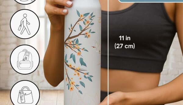 Alternative view of Farasi Tea Infuser Bottle for Loose Leaf Tea Insulated Stainless Steel Water Bottle Tumbler - Portable Coffee, Fruit, Loose Leaf Infuser Mug- Leakproof Blue Floral 24 oz