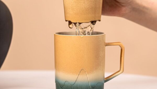 Ceramic Tea Mug with Infuser & Lid, 15oz Kiln-Transformed Unique Cup u2013 Nature's Artisan Design, Loose Leaf Tea Cup with Infuser, Insulated Ceramic Coffee Mugs with Lid, Gift for Women/Men