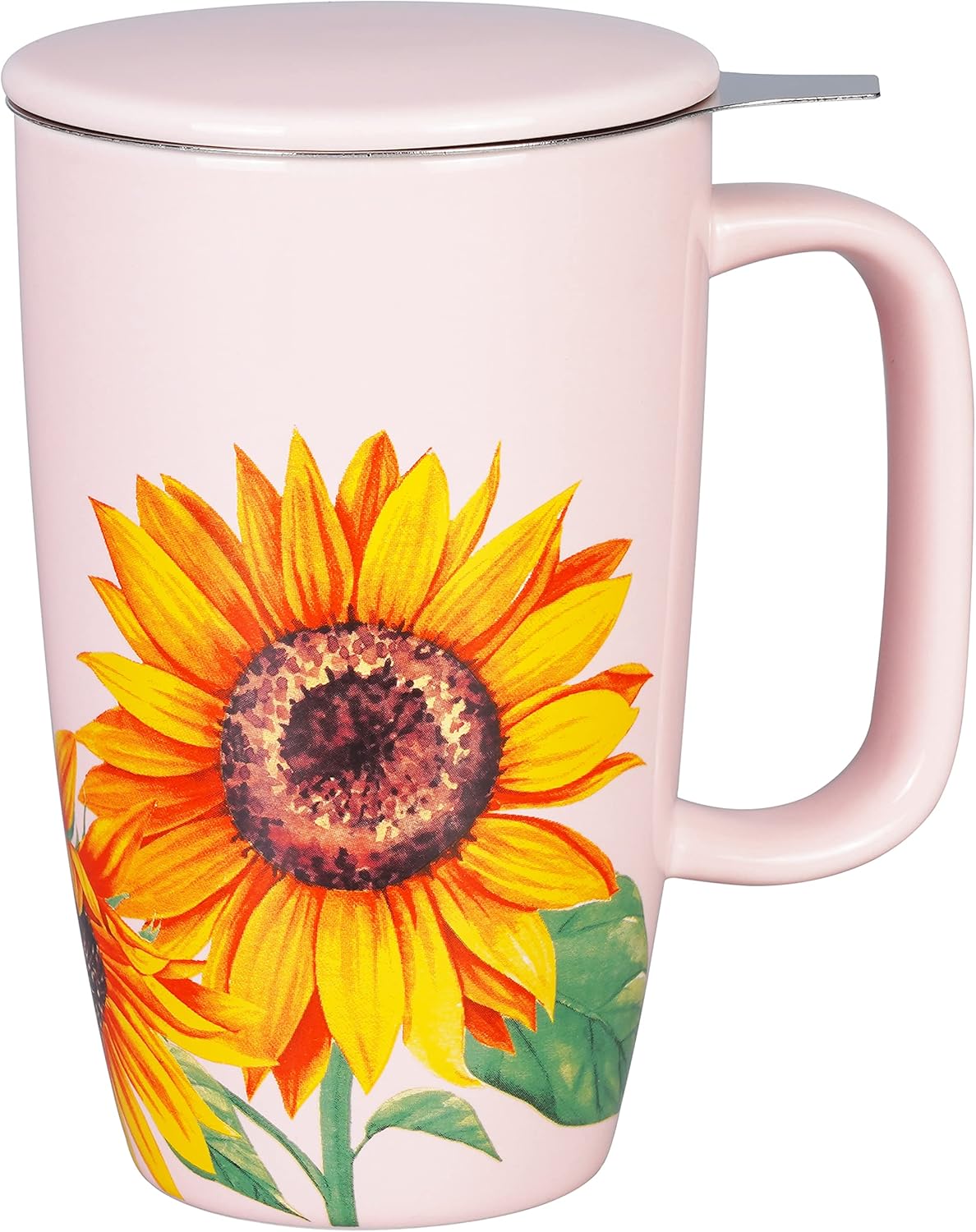 Sunddo Ceramic Tea Mug with Infuser and Lid,15 OZ Loose Leaf Tea Cup, Sunflower Coffee Mug Tea Gifts for Tea Lovers,Blue - Image 8