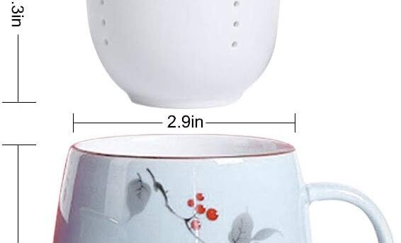 Alternative view of ZooBoo Ceramic Tea Mug with Ceramic Infuser and Lid u2013 18oz Premium Porcelain Tea Cup with Gift Box for Loose Leaf Tea, Herbal Infusions,Flower Tea,Coffee (Light Blue)