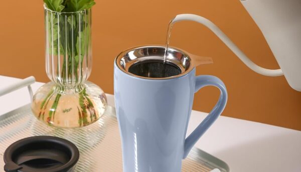 Alternative view of ARRADEN Tea Cup with Infuser and Lid, 18oz Large Steeper Mug, Ceramic Tea Infuser Mug with Silicone Lid, Teacup for Home, Office, Dishwasher & Microwave Safe (Lilac)