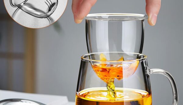 Alternative view of Dinana Large Tea Cup/Mug with Infuser and Lid, Borosilicate Glass Mugs for Loose Leaf Tea, Great Loose Tea-leaf Brewing System, 500ml (17oz)