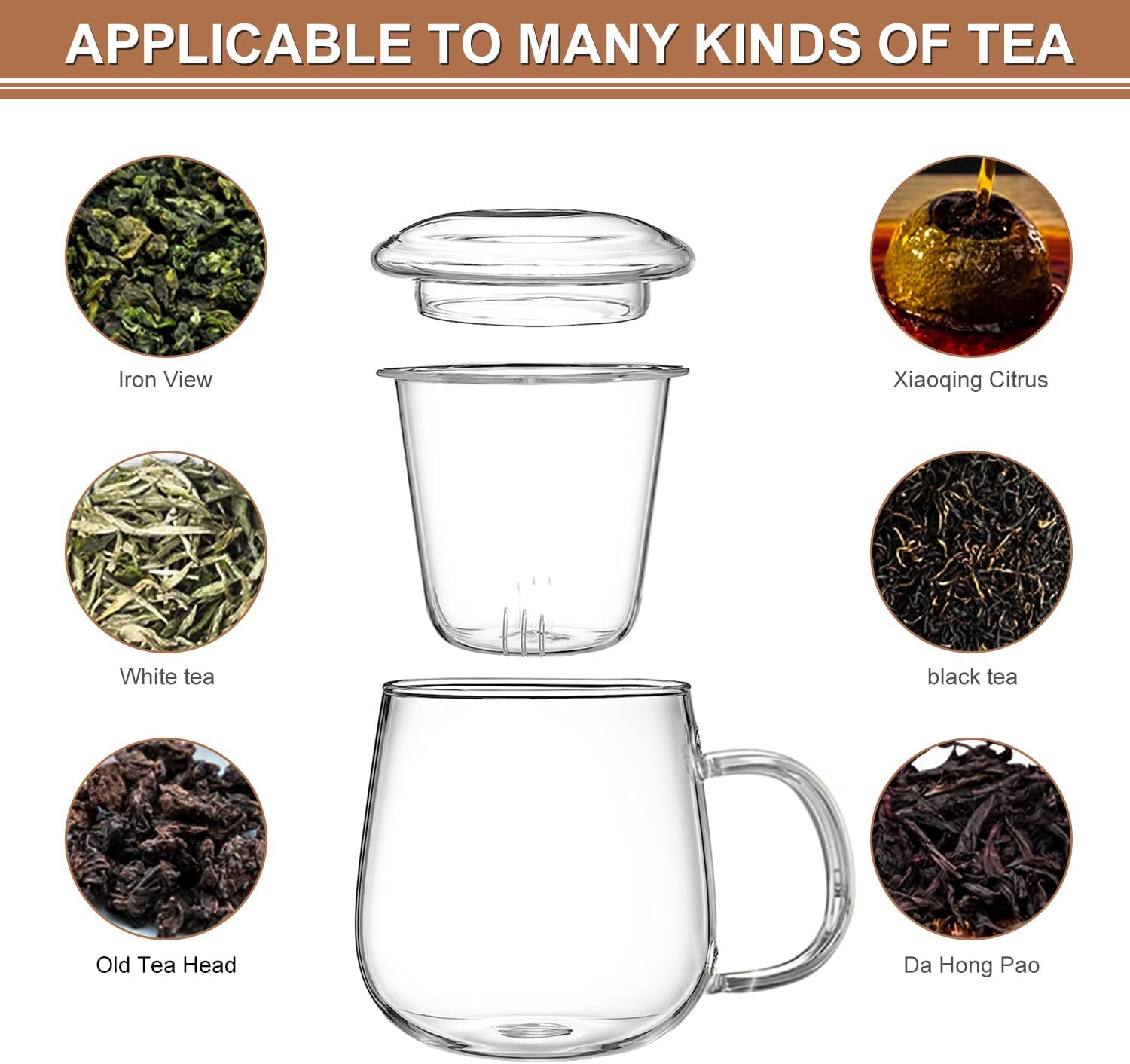 Dinana Large Tea Cup/Mug with Infuser and Lid, Borosilicate Glass Mugs for Loose Leaf Tea, Great Loose Tea-leaf Brewing System, 500ml (17oz) - Image 5