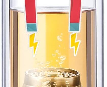 TEAVOR MagnaDrop Tea Tumbler u2013 Double Wall Glass Tea Infuser Cup with Magnetic Steep Control & Bead Switch, Leakproof Travel Mug for Loose Leaf, 12.5oz