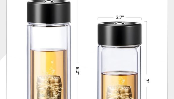 Alternative view of TEAVOR MagnaDrop Tea Tumbler u2013 Double Wall Glass Tea Infuser Cup with Magnetic Steep Control & Bead Switch, Leakproof Travel Mug for Loose Leaf, 12.5oz