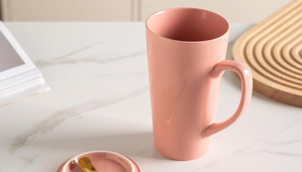 Alternative view of MIWARE 15 Ounce Porcelain Tea Mug with Infuser, Lid and Spoon, Loose Leaf Tea Cup (Pink)